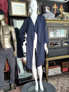 Wallis Navy Open-Front Long Coatigan